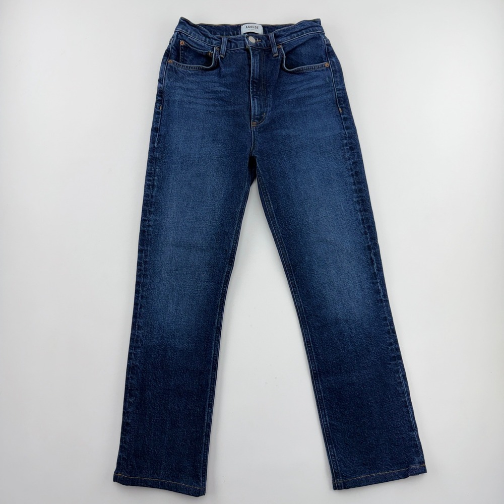 AGOLDE High Rise Stovepipe Jeans Women's 26 Dark Indigo Straight Leg